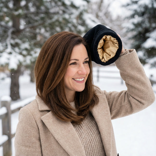 Warme Damenmütze mit Satinfutter